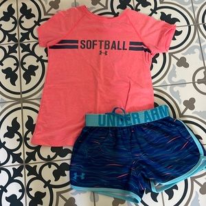 Girls under Armour tshirt and short… both size small